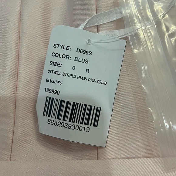 Alfred Sung NWT Strapless Satin High Low Dress with Pockets in Blush - Picture 5 of 9